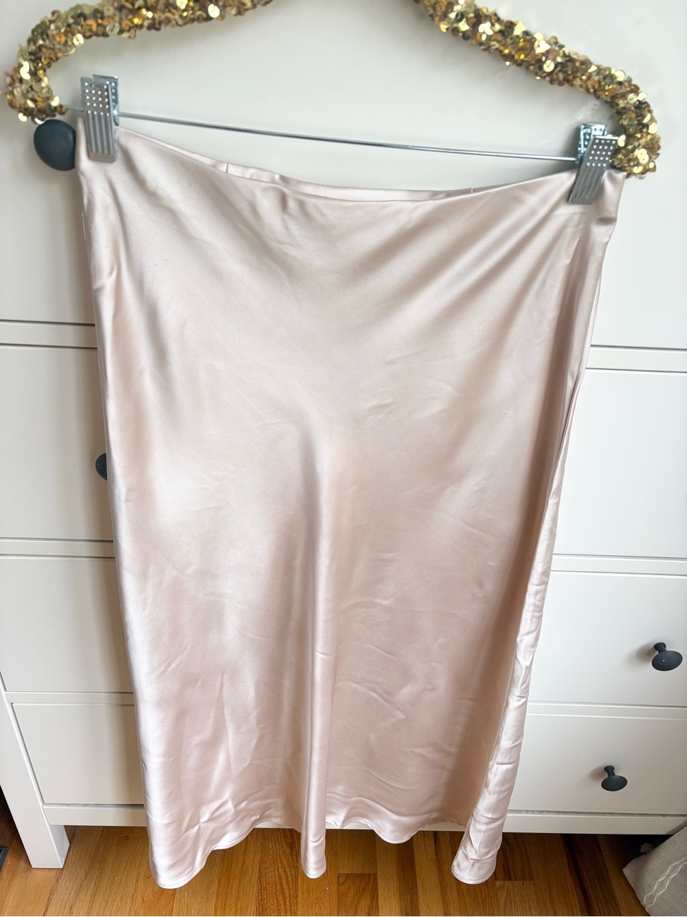 NWT Rachel Zoe Blush Champagne Pink Satin A-Line Skirt Size Holiday Party Medium